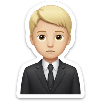Blond boy in a suit is very serious  sticker
