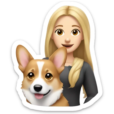 Welsh corgi and blonde girl  sticker