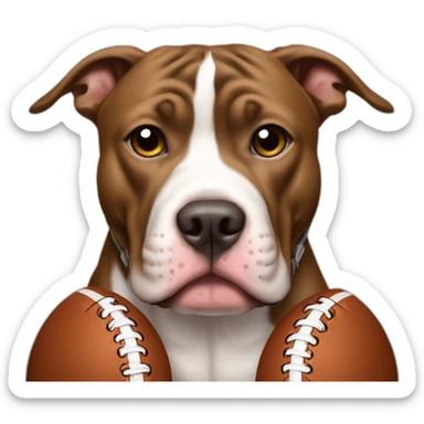 A pit bull wearing football pads sticker