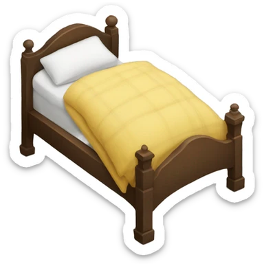 bed with a teapot tucked into the she sticker