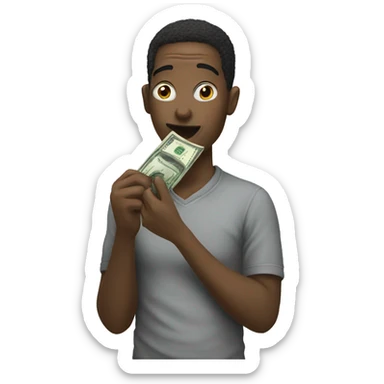 someone eating money sticker