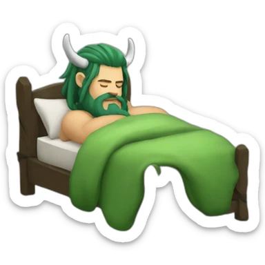 green haired viking sleeping sticker