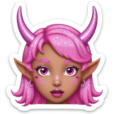 glitter pink girl naughty selfie glitter pink horns sticker