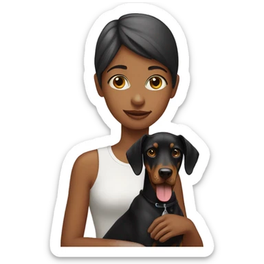 girl with doberman  sticker