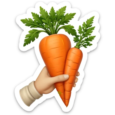 beige skin colored hand holding a carrot sticker