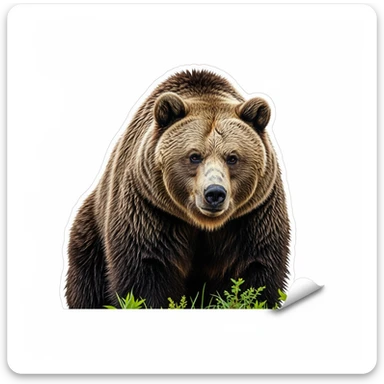 Brown bear realistic sticker sticker