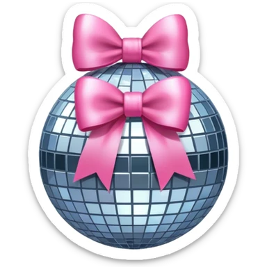 disco ball with a pink bow on top sticker