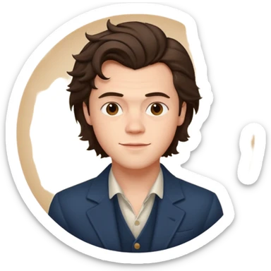 une personne joli, qui ressemble a harry styles de 3 quart  dans un rond  sticker