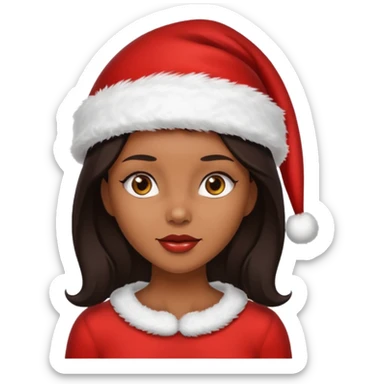 black brunette woman with wearing Santa  sticker