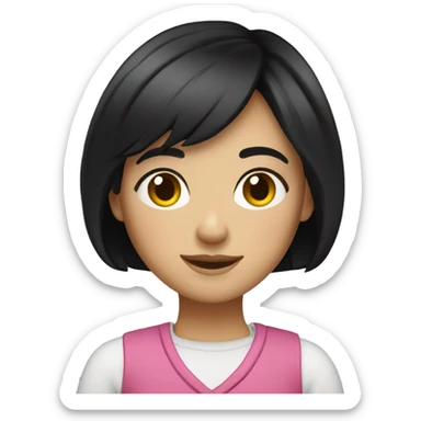 Girl tour guide with fair skin short black hair chubby face sticker