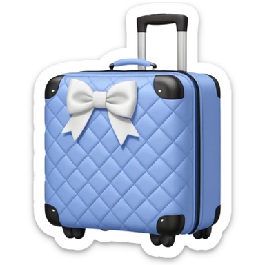 Periwinkle quilted luggage with white bow  sticker