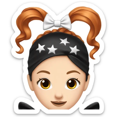 Red hair white girl all star cheer black sparkle uniform high ponytail with a  bow  sticker