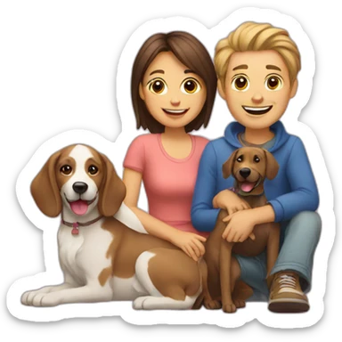 family and dog sticker