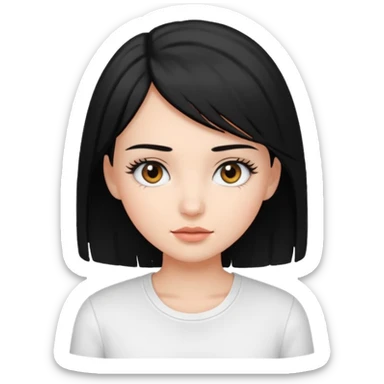 emoji of a black-haired girl showing her eyelashes, no text sticker