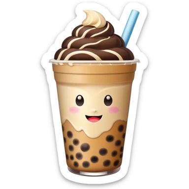 boba milk tea with ice cream sticker
