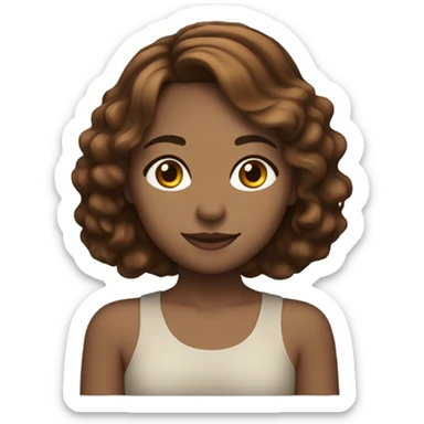 chestnut girl with medium short wavy hair, light brunette sticker