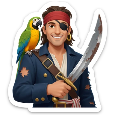 pirate and parrot sticker