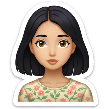 Girl black hair monet sticker