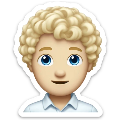 white curly boy with blue eyes with a blonde blue eyes straight hair huged togheter sticker