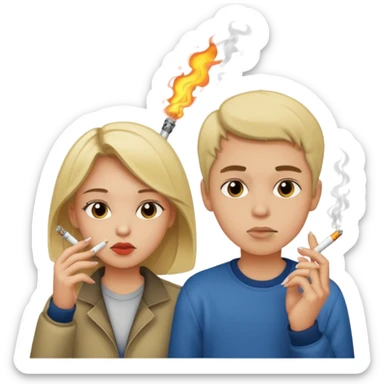 A girl and a boy smoking cigarettes sticker