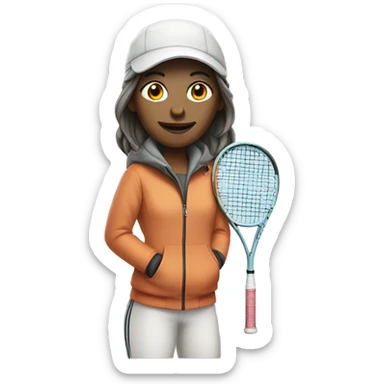 female tennis player wearing a parka sticker