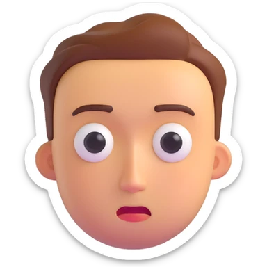 a sad and lost looking man, expressive face, round face, glossy finish, 3D emoji style sticker