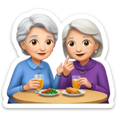 conversación dentro de un restaurant  dos personas y una de las persoans sea una abuela sticker