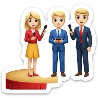 interview, three people, on stage sticker