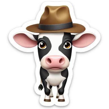 An ugly cow with a hat and umbrella  sticker