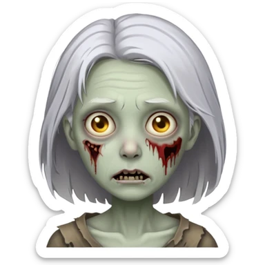 A pale zombie girl with white grey hair sticker