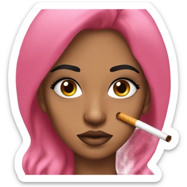 mixed baddie smoking a pink joint with long thick fake lashes sticker