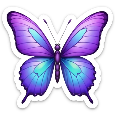 Purple butterfly with sharp ends on each wing sticker