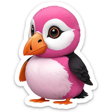 pink puffin stuffing sticker