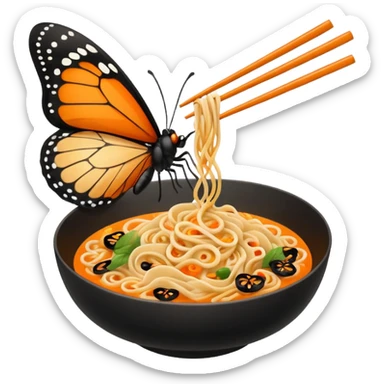 Butterfly eating noodles  sticker