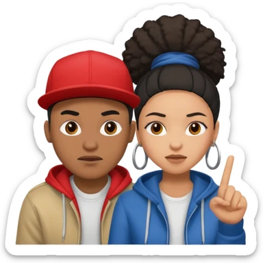 Multiracial hip hop couple love, mad, happy sticker