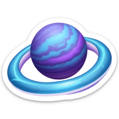 Oval shaped planet, 2 moons, ring sticker