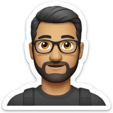 man with short haircut, honey eyes color, armenian traits, short beard and glasses sticker