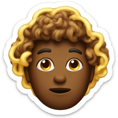 A brown poo emoji with golden halo above it sticker