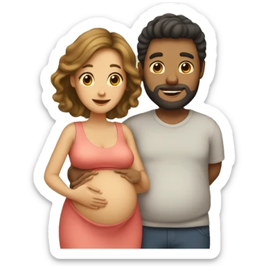 A pregnant woman with her husband  sticker
