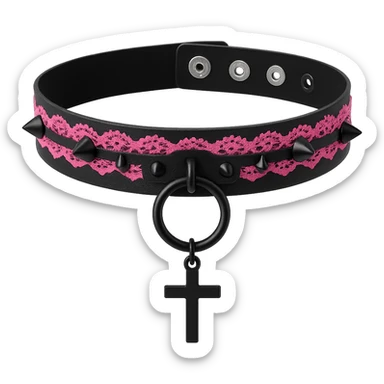 BLACKPINK-inspired gothic choker , no hearts, black and pink, cute, remove background sticker