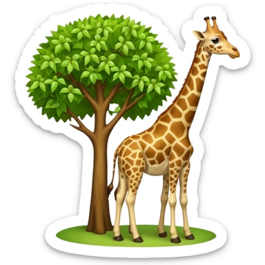 giraffe eating leaves from a tree sticker