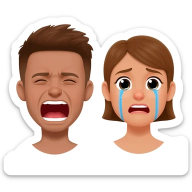 Screaming emoji + crying emoji sticker