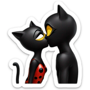Cat noir kisses ladybug sticker