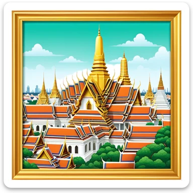 Grand Palace Bangkok Landmark Emoji – Featuring golden spires, Thai architecture, and the Emerald Buddha Temple. sticker