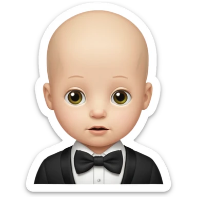 bald baby with bowtie sticker