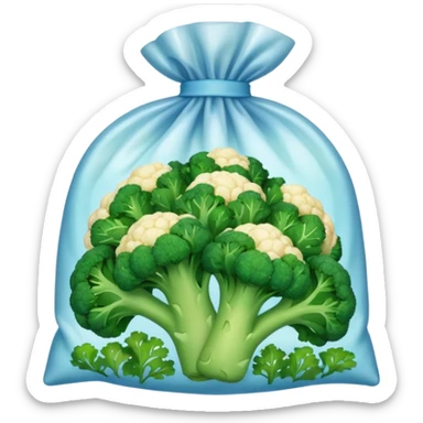 bag of frozen broccoli and cauliflower sticker