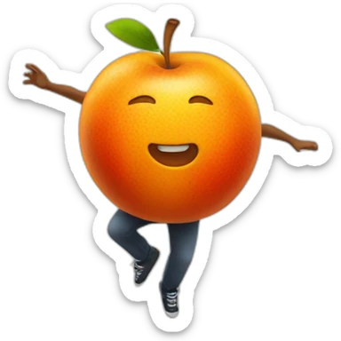 Une pomme qui dance avec une orange sticker