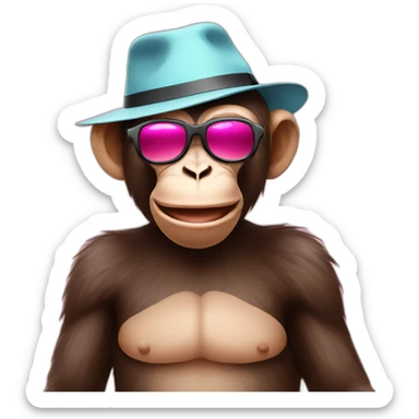 monkey-with-hat-and-pink_sunglasses sticker