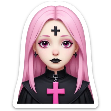 black pink goth cross  sticker