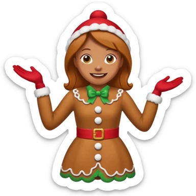 shrug woman gingerbread sticker